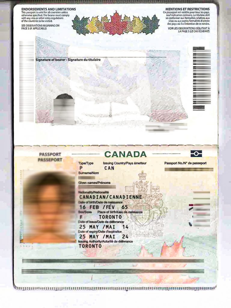 Sample passport image for a visa for Iran